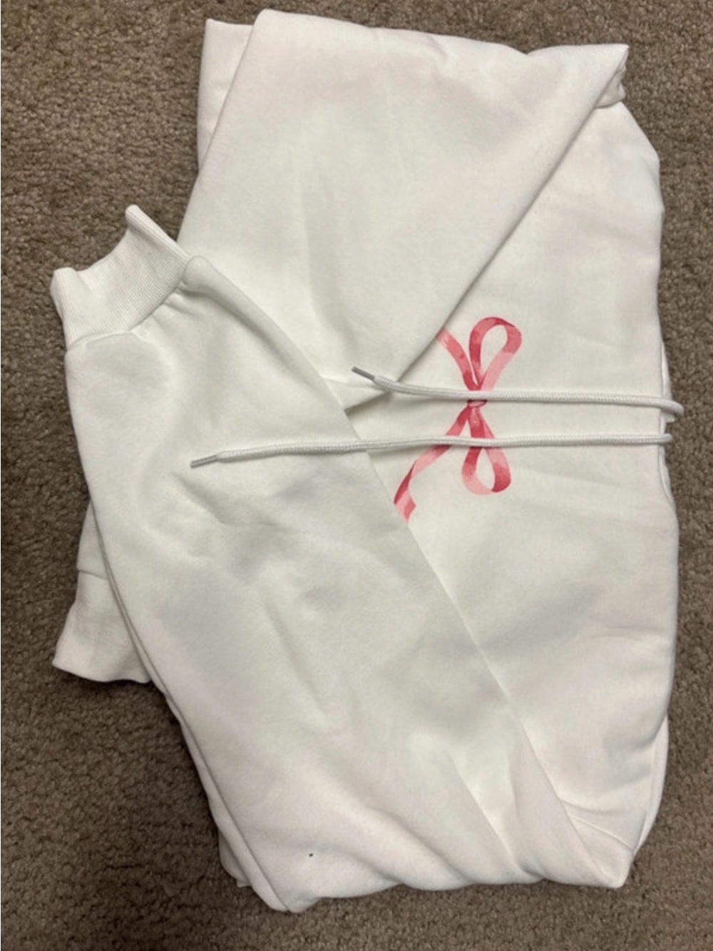 Aeropostale White Hoodie with Pink Ribbon Detail - Picture 1 of 2